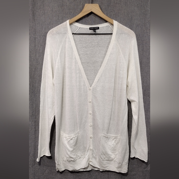 Eileen Fisher Organic Linen Cotton Cardigan Women's M White Casual